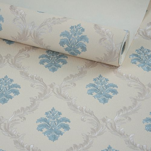 Papel de Parede Azul Aqua Arabesco Decoratto