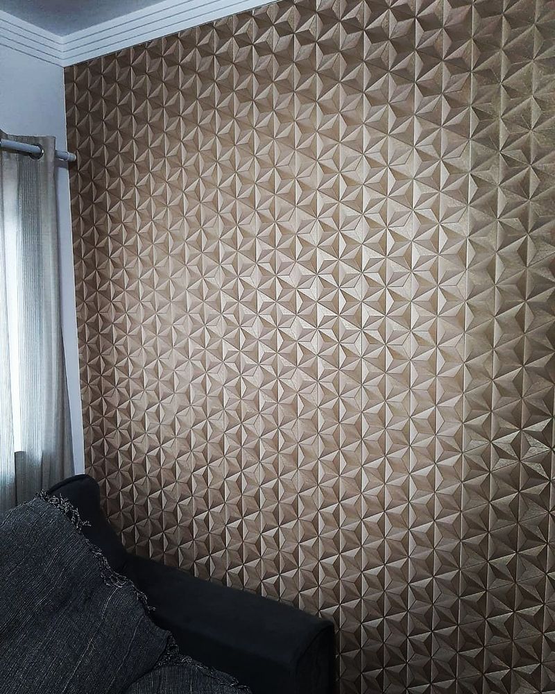 Papel-de-Parede-3D-Bronze-Geometrico-Decoratto-aplicado-em-sala-de-estar