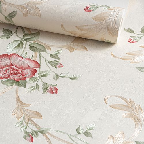 Papel de Parede com Flores Vermelhas Decoratto