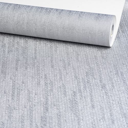 Papel de Parede Decoratto Cinza Relevo Liso - Medidas: 10 metros x 53 cm