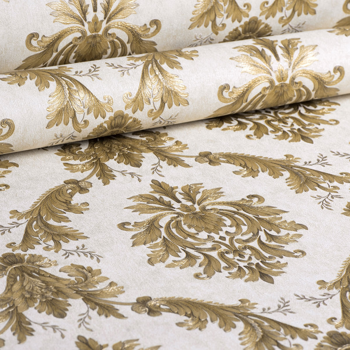 Papel de Parede Decoratto Dourado Arabesco - Medidas: 10 metros x 53 cm