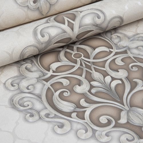 Papel de Parede Decoratto Arabesco Bege e Marrom Neo - Medidas: 10 metros x 53 cm