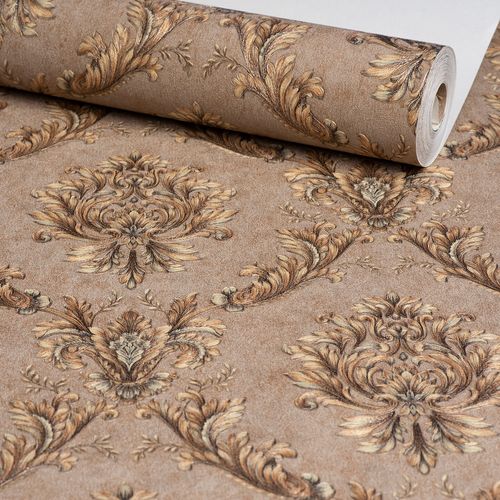 Papel de Parede Marrom Bronze Arabesco Decoratto