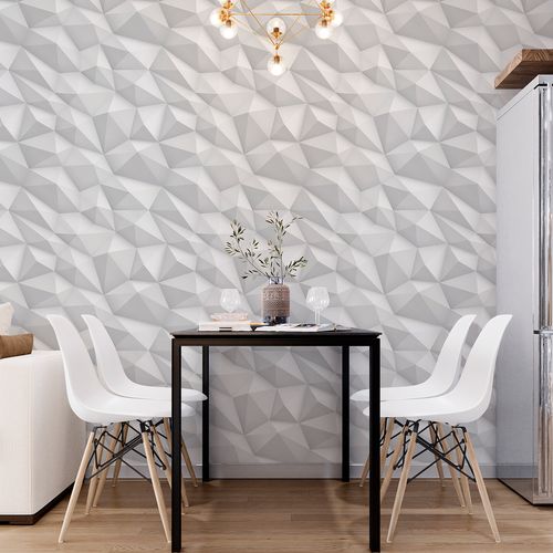 Papel de Parede Adesivo 3D Textura Cristais Cinza - Medidas: 48 x 300 cm