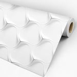 Papel de Parede Adesivo 3D Branco e Cinza Abstrato