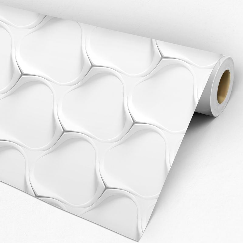 Papel de Parede Adesivo 3D Branco e Cinza Abstrato