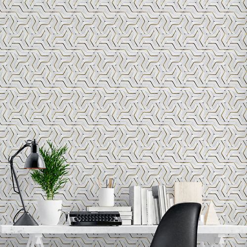 Papel de Parede Adesivo 3D Branco e Cinza Pattern