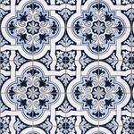 Imagem aproximada de azulejo branco com azul escuro