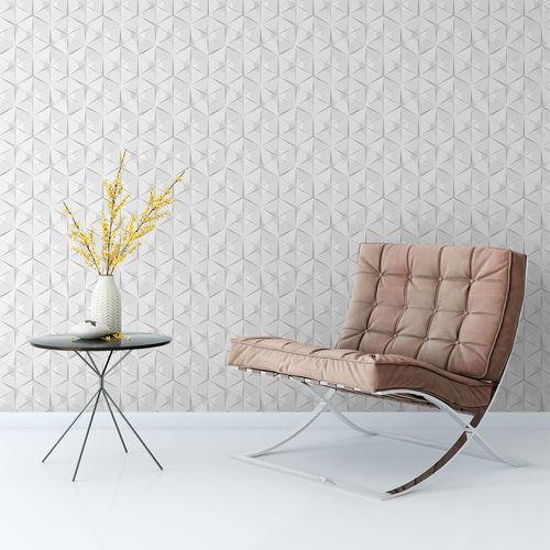 Papel de Parede Adesivo 3D Cinza e Branco Hexágono