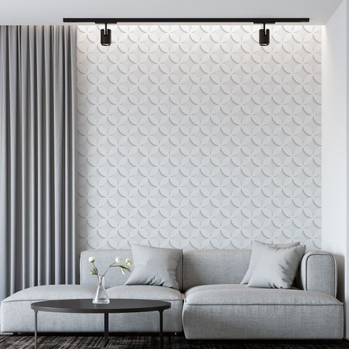 Papel de Parede Adesivo 3D Pétalas Cinza e Branco - Medidas: 48 x 300 cm