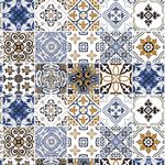 Estampa de Papel de Parede Adesivo Azulejo Azul e Marrom