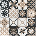 Papel De Parede Adesivo Azulejo Cozinha Vintage formas geométricas tons terrosos