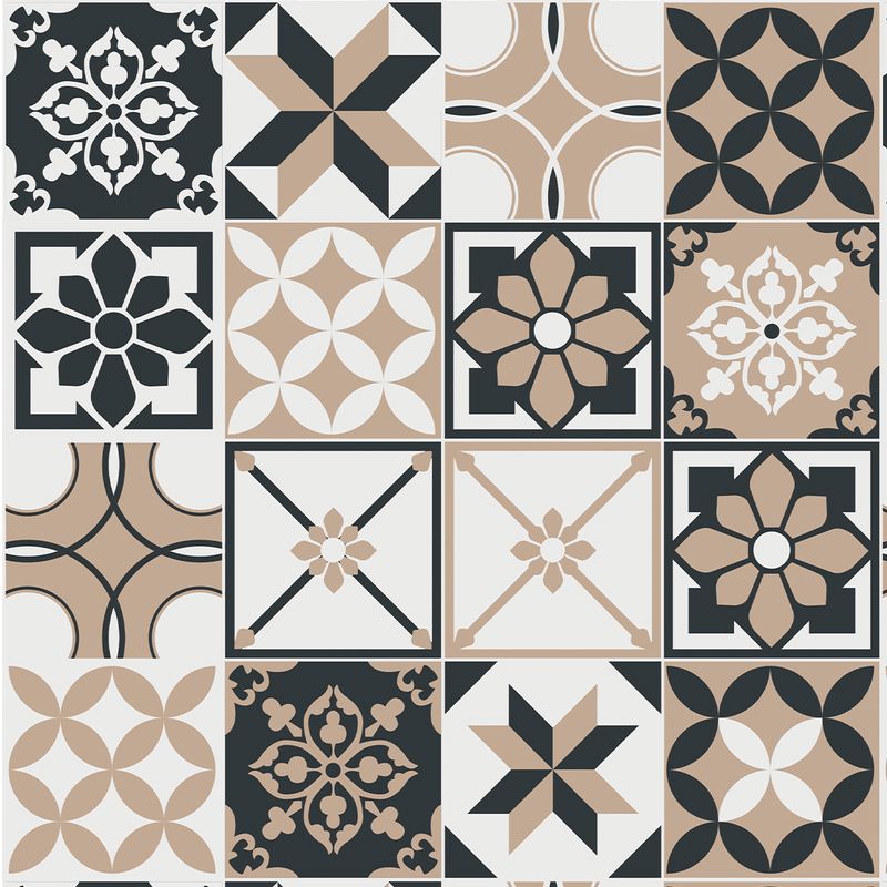 Papel De Parede Adesivo Azulejo Cozinha Vintage formas geométricas tons terrosos