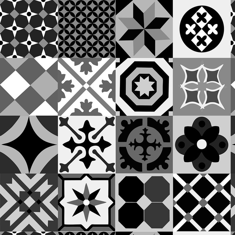 Papel de Parede Adesivo Azulejo Preto e Branco