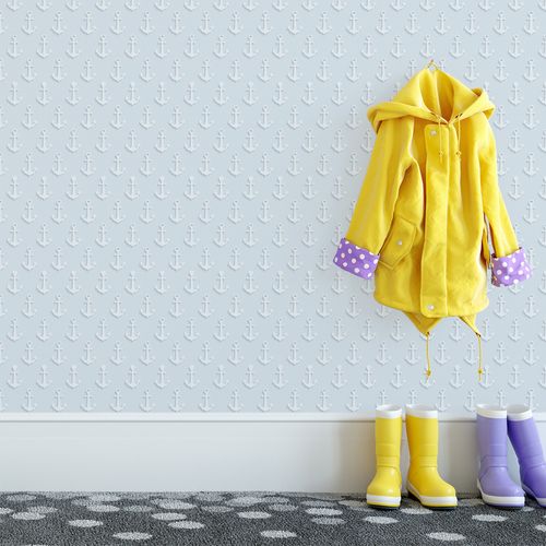 Papel de Parede Adesivo Infantil Azul Claro Âncoras - Medidas: 48 x 300 cm