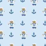 Papel de Parede Adesivo Infantil Azul Ursinhos Marinheiros