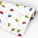 Rolo de Papel de Parede Adesivo Infantil Carrinhos Coloridos