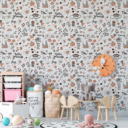Papel de Parede Adesivo Infantil Princesa Unicórnio - Medidas: 48 x 300 cm
