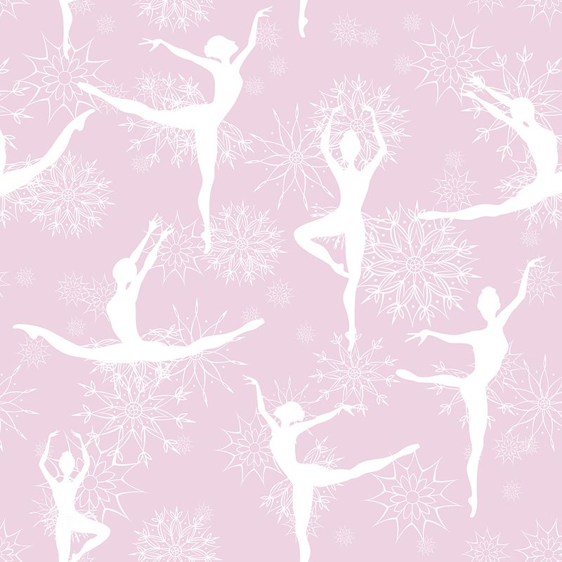 Papel de Parede Adesivo Infantil Rosa Silhueta Bailarina