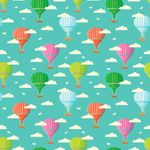 Estampa de Papel de Parede Adesivo Infantil Verde Balões Coloridos
