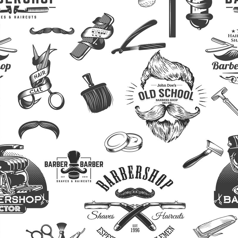 Imagem aproximada de papel de parede adesivo casual barbearia