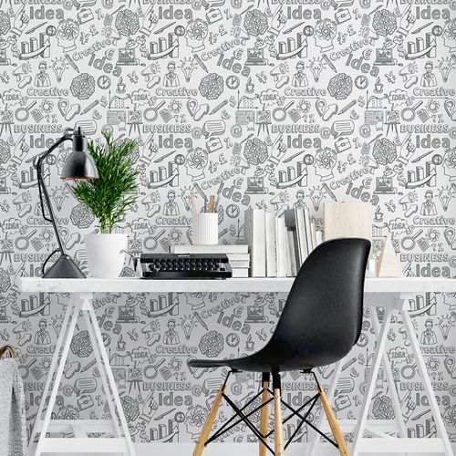 Papel de Parede Adesivo Casual Ideias Criativo Branco - Medidas: 48 x 300 cm