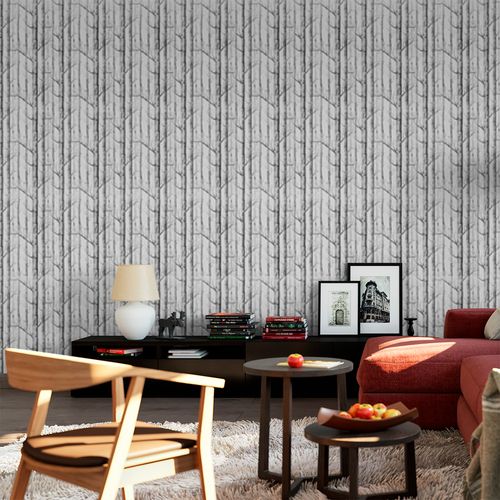 Papel de Parede Adesivo Casual Árvores Galhos e Tronco Cinza - Medidas: 48 x 300 cm