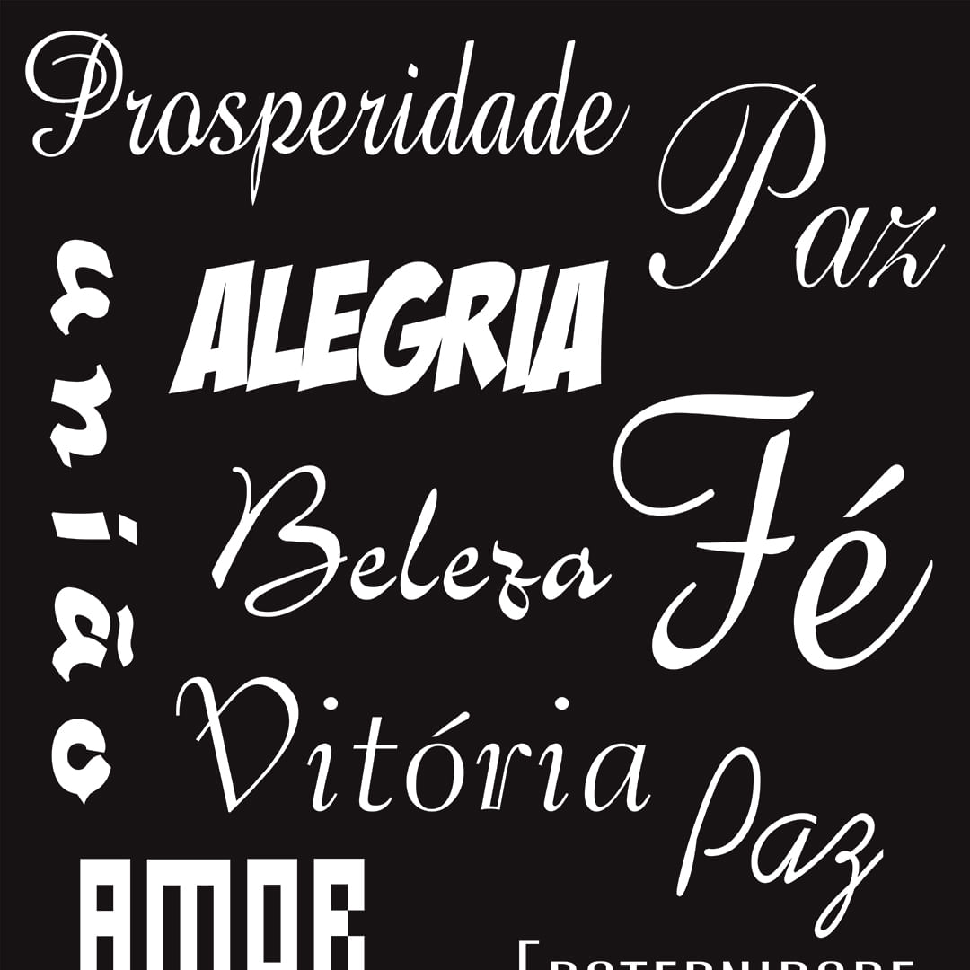 Papel de Parede Adesivo Casual Preto Palavras Alegria Paz Fé Prosperidade -  Medidas: 48 x 300 cm | GF Casa Decor - GF Casa Decor, image size:1080x1080