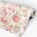 Papel de Parede Adesivo Casual Verde e Rosa Abstrato Corações