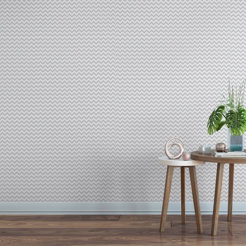 Papel de Parede Adesivo Chevron Cinza e Branco - Medidas: 48 x 300 cm