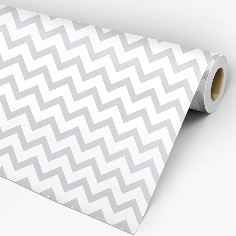 Papel de Parede Adesivo Chevron Cinza e Branco