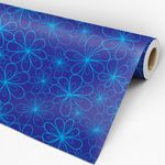 Rolo de papel de parede adesivo floral azul