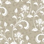 Papel de Parede Adesivo Floral Bege Flores Brancas