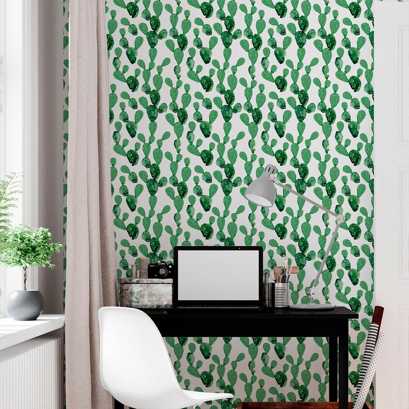 Papel de Parede Adesivo Floral Cactos Verdes