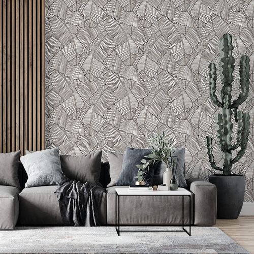 Papel de Parede Adesivo Floral Folhagens de Bananeira - Medidas: 48 x 300 cm