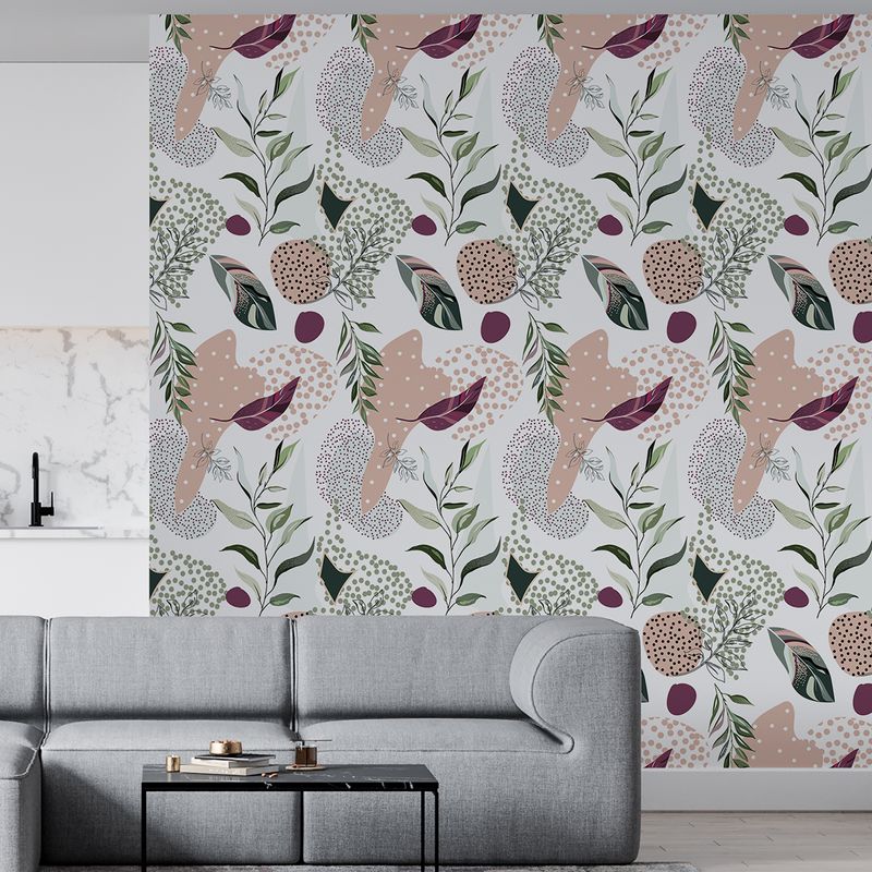 Papel de Parede Adesivo Floral para sala