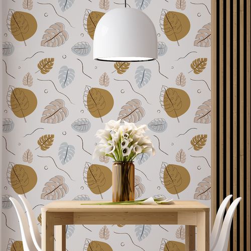 Papel de Parede Adesivo Floral Natureza Marrom - Medidas: 48 x 300 cm