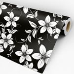 Papel de Parede Adesivo Floral Preto e Branco