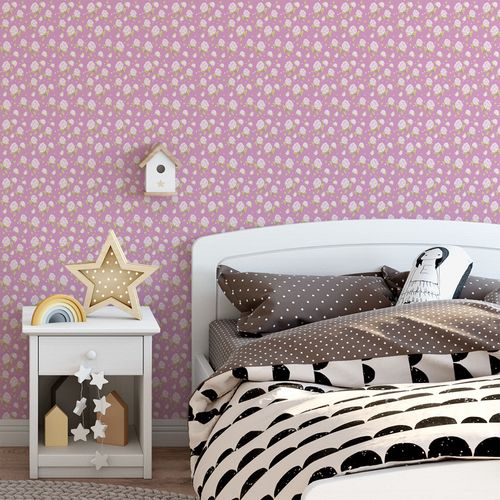Papel de Parede Adesivo Floral Rosa e Branco - Medidas: 48 x 150 cm