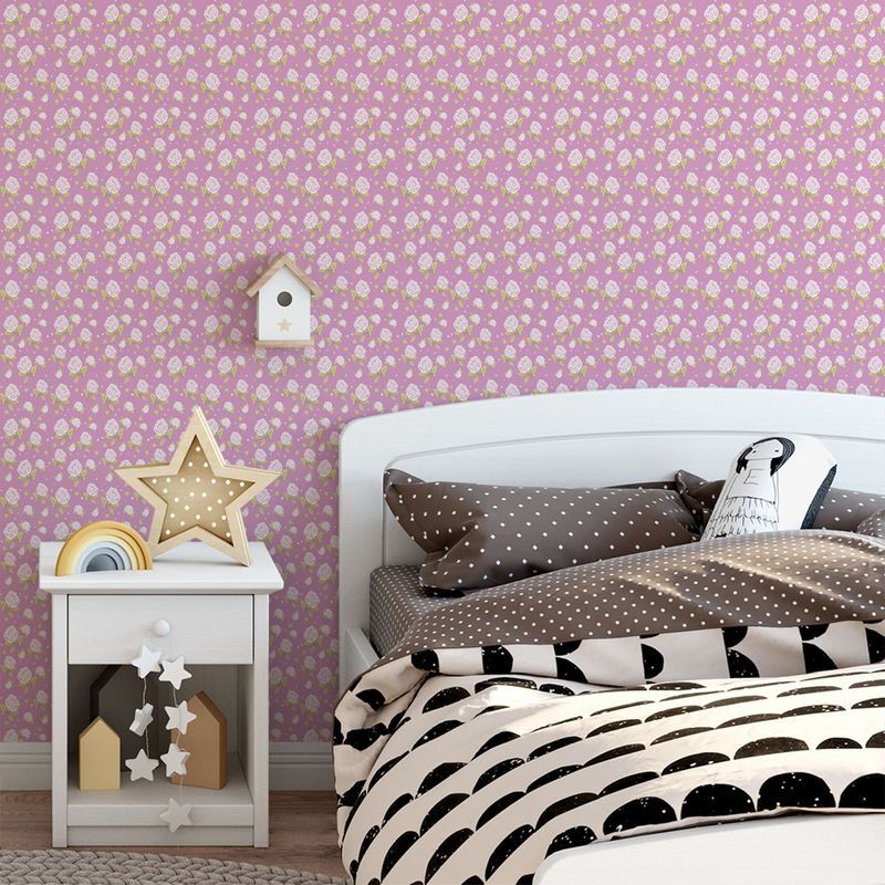 Papel de Parede Adesivo Floral Rosa e Branco