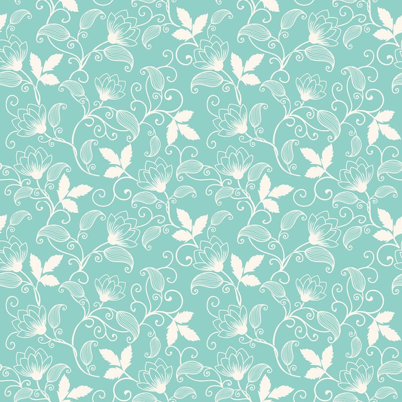 Papel de Parede Adesivo Floral Verde Água e Branco