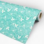 Papel de Parede Adesivo Floral Verde Água e Branco