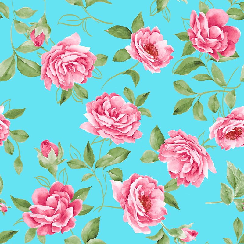 papel de parede florido rosa e azul