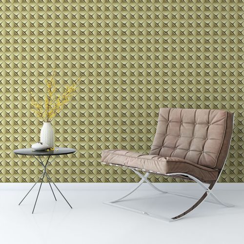 Papel de Parede Adesivo Geométrico 3D Losangos Verde - Medidas: 48 x 300 cm