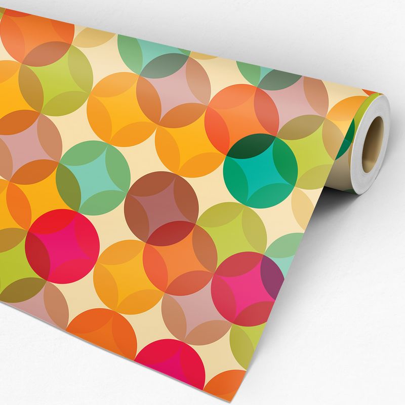 Papel de Parede Adesivo Geométrico Círculos Coloridos