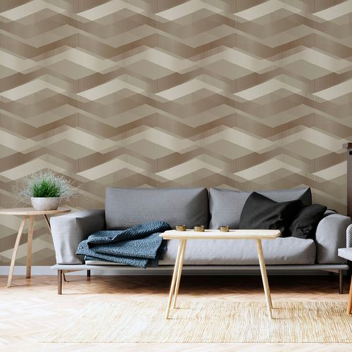 Papel de Parede Adesivo Geométrico Linhas Marrom - Medidas: 48 x 300 cm