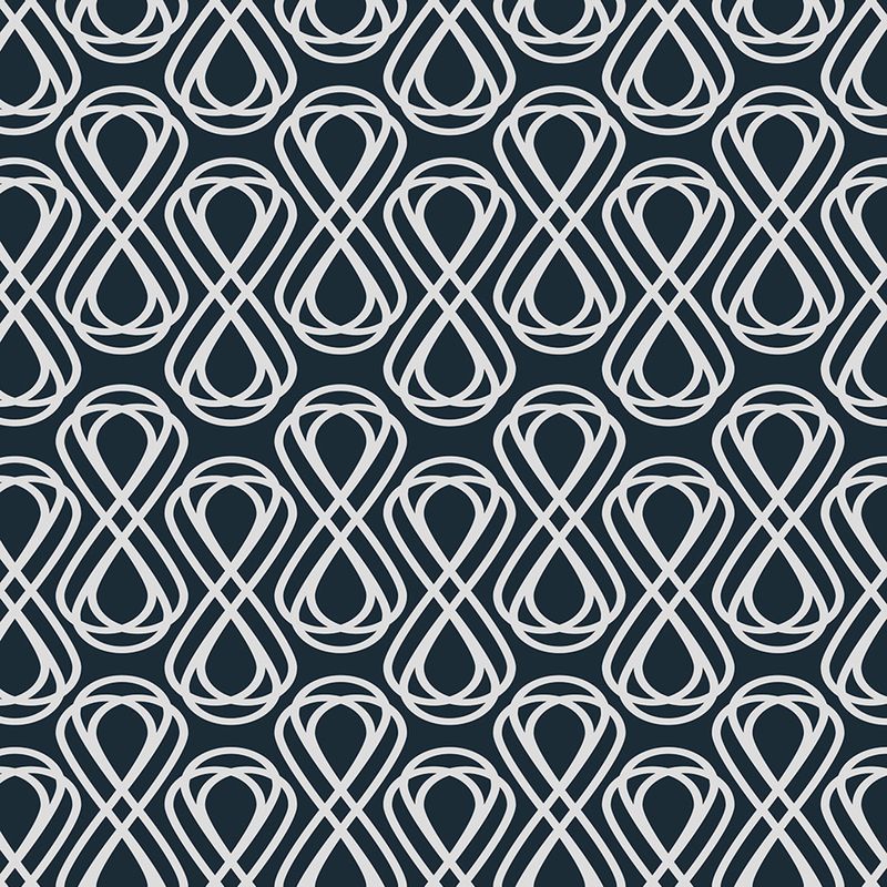 Imagem aproximada de papel de parede adesivo geométrico curvas infinitas azul