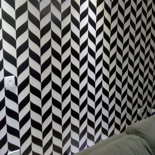 Papel de Parede Adesivo Geométrico Preto e Branco Listras - Medidas: 48 x 300 cm