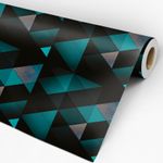 Papel de Parede Adesivo Geométrico Preto e Verde Ladrilhos