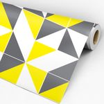 rolo papel de parede adesivo triangulos cinza e amarelo despojado